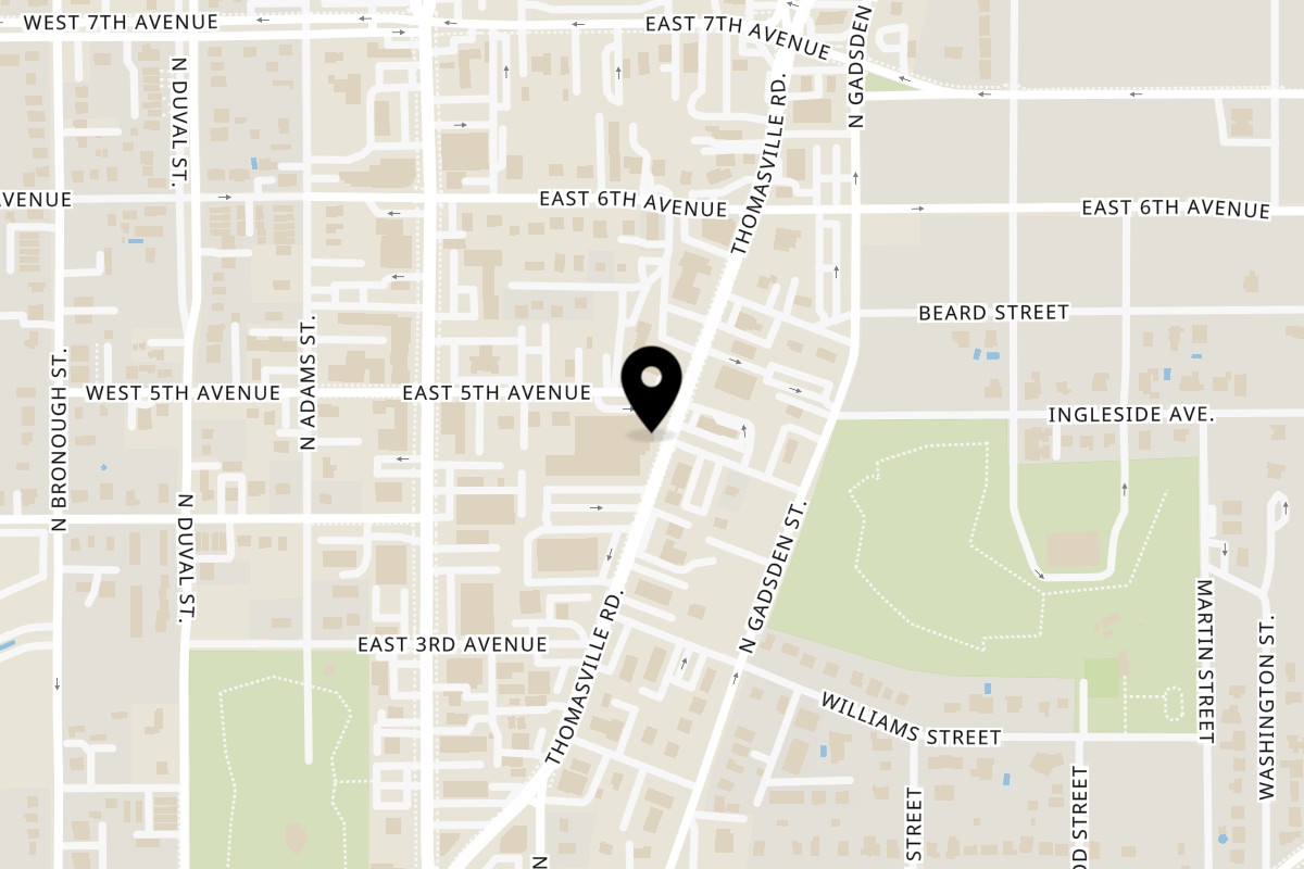 Map showing the location of El Rey Tacos & Beer on 1122-8 Thomasville Rd in Tallahassee